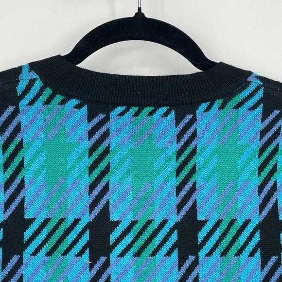 SUNCOO Paris Women's Blue Black Plaid Check Gold Button Gaya Cardigan Jacket T1 - Picture 12 of 12